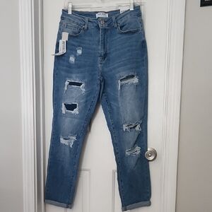 Wax Jean Blue Boyfriend Jeans Distressed Style